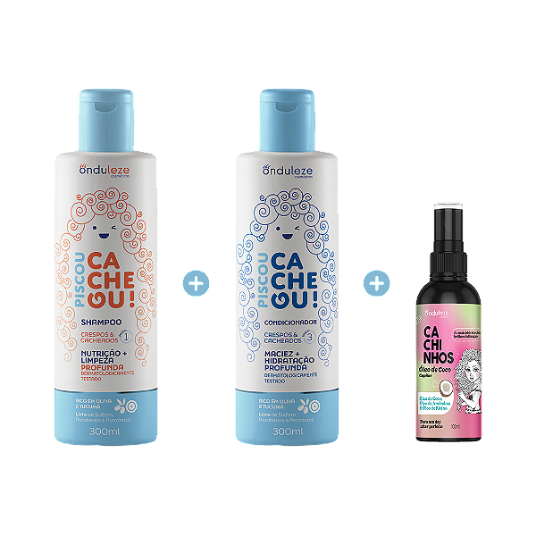 Combo Super Nutrição I Shampoo + Condicionador + Óleo de Coco Piscou Cacheou!