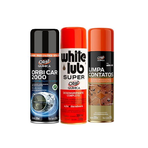 Kit Descarbonizante, Limpa Contato, Desengripante Orbi White