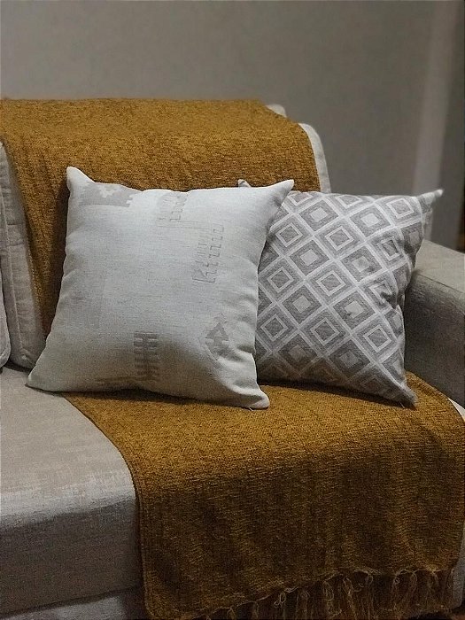Manta para sofá em Chenille - Mostarda - Decorart