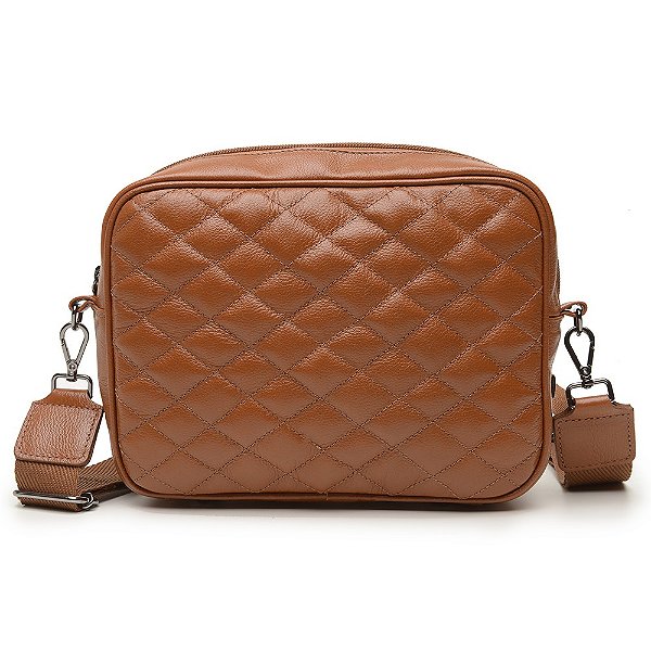 Bolsa wave caramelo com metais ônix