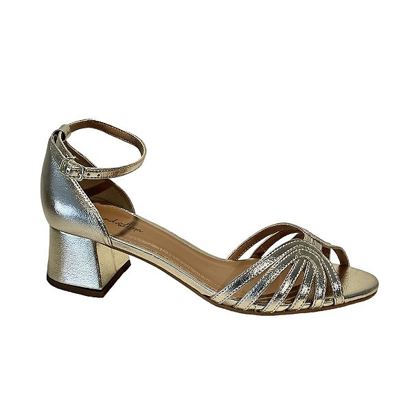 Sandália ouro light salto médio