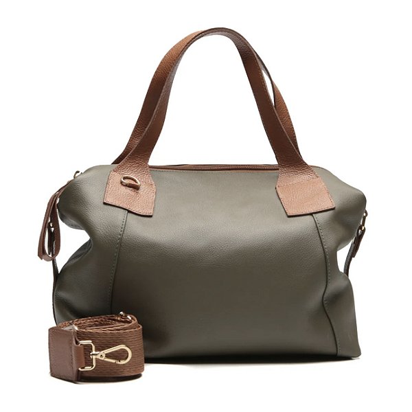 Bolsa Jade em couro Verde e caramelo
