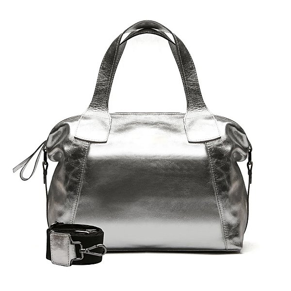 Bolsa Jade em couro Ônix metalizado