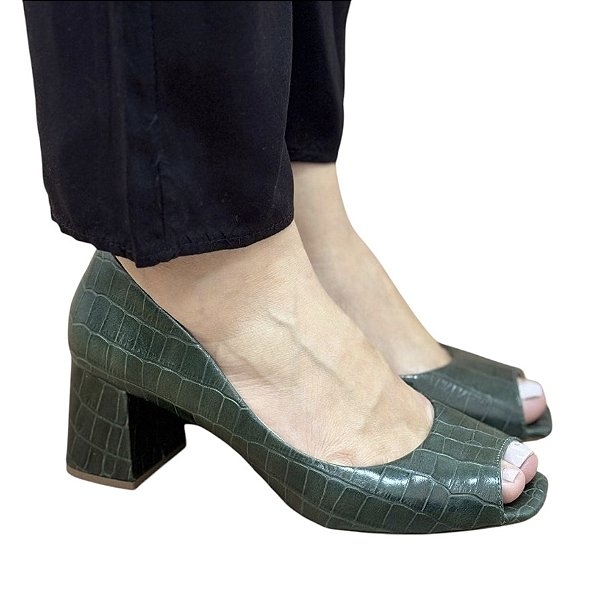 Scarpin peep toe verde