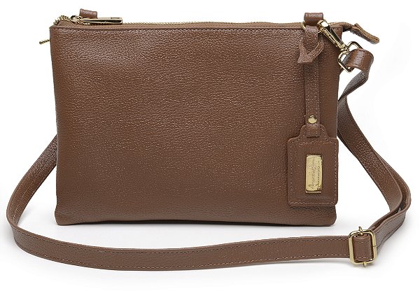 Bolsa Ava M em couro caramelo