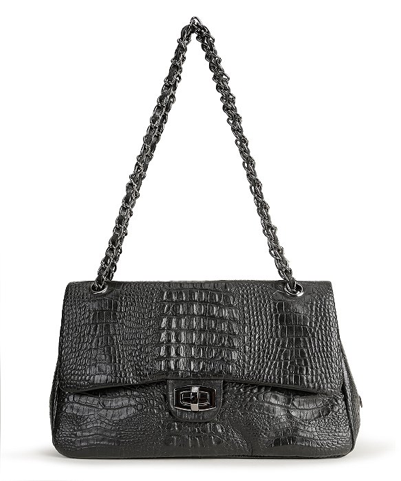Bolsa chanel G couro croco preto