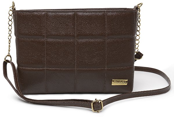 Bolsa transversal matelassê conhaque