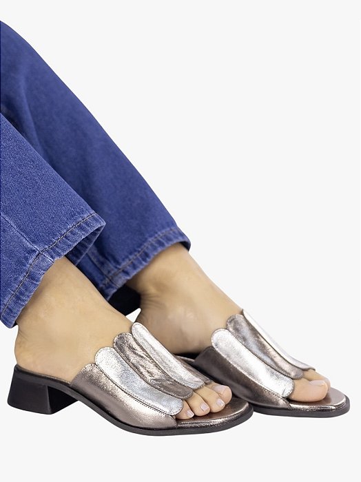 Tamanco Bicolor Tons ônix