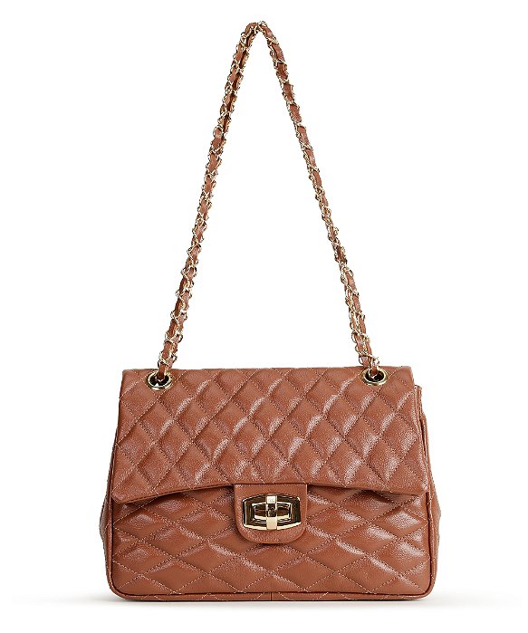 Bolsa chanel M couro terracota