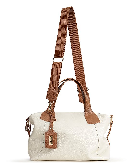 Bolsa Jade couro Off white/Caramelo
