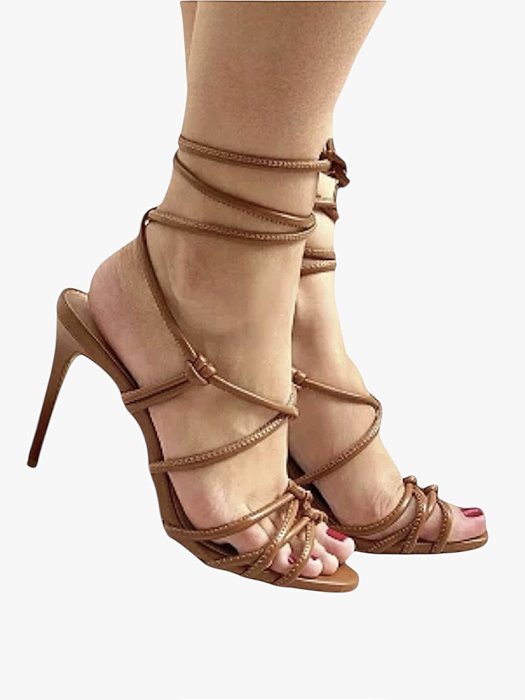 Sandália Alta Nó Caramelo