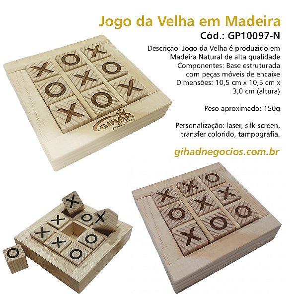 Jogo da Velha em Madeira Personalizado