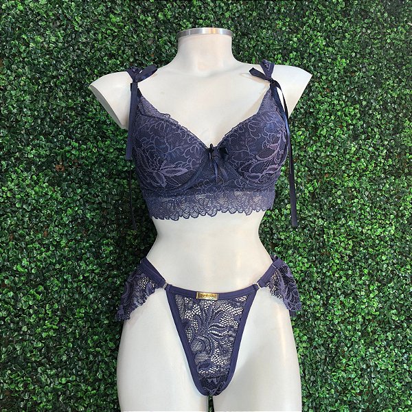 CONJUNTO LINGERIE MILENA- AZUL