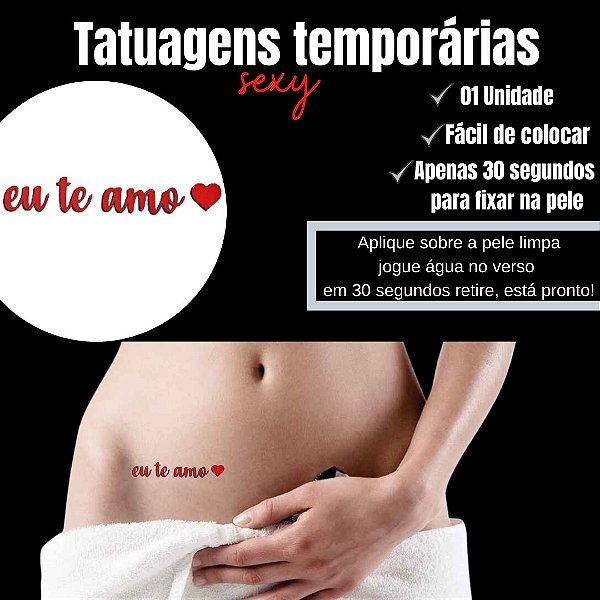 EU TE AMO CORAÇÃO TATUAGEM TEMPORARIA