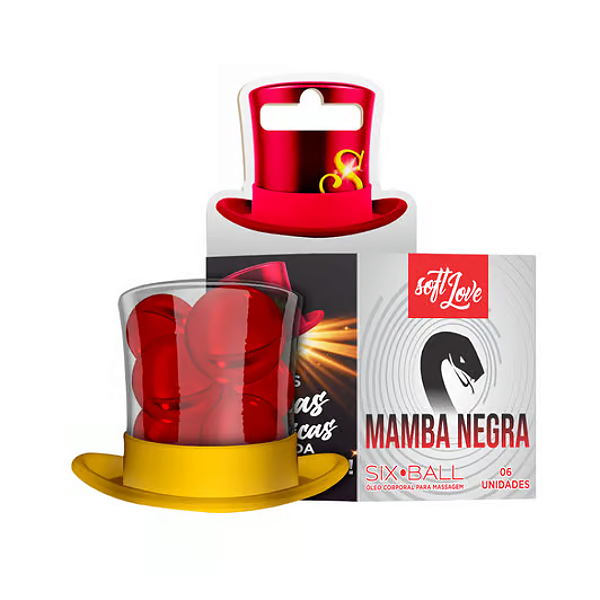 BOLINHA MAMBA NEGRA SIX BALL COM 06 UNIDADES QUE ESQUENTA, ESFRIA, VIBRA, PULSA E EXCITA