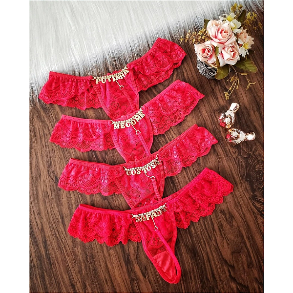 CALCINHA FIO DENTAL VERMELHA COM SAINHA FRASES FRASE PRONTA CALCINHA TANGA TANGA SEXY