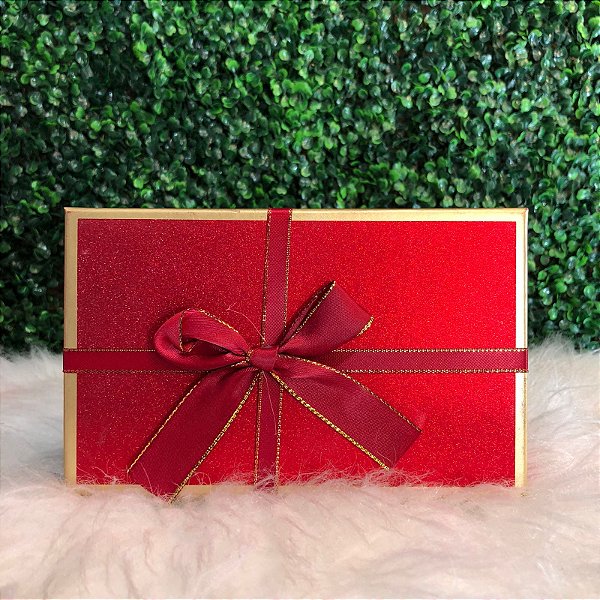 CAIXA RETANGULAR COM LAÇO DOURADO TAMANHO P