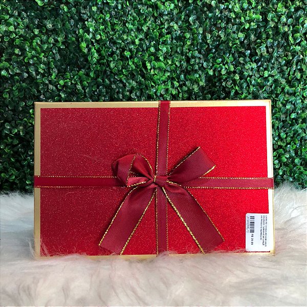 CAIXA RETANGULAR COM LAÇO DOURADO TAMANHO M