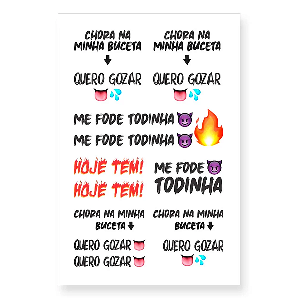CARTELA TATUAGEM TEMPORÁRIA QUERO GOZAR