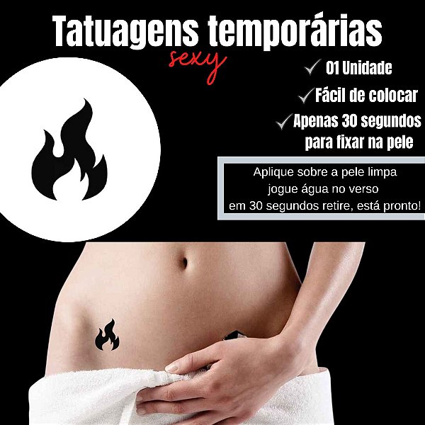 FOGO BRILHA NO ESCURO TATUAGEM TEMPORARIA