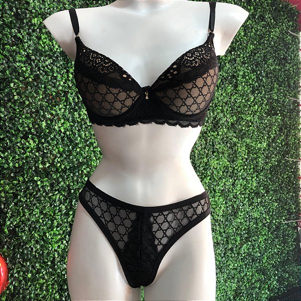 CONJUNTO LINGERIE NOIR GLAM- PRETA