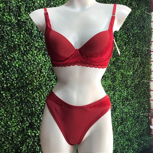 CONJUNTO LINGERIE ENCANTO RUBI- VERMELHA
