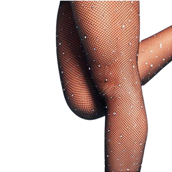 MEIA CALÇA ARRASTÃO CO  STRASS- PRETA