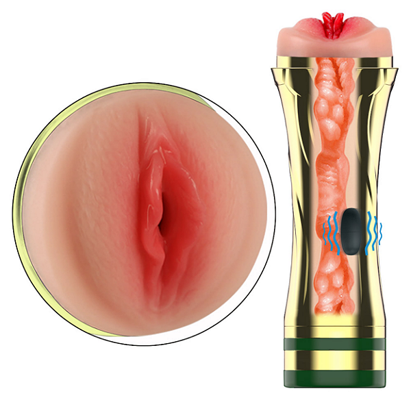 MASTURBADOR LANTERNA MASCULINO EM FORMATO VAGINA TROPHY CUP COM VIBRADOR