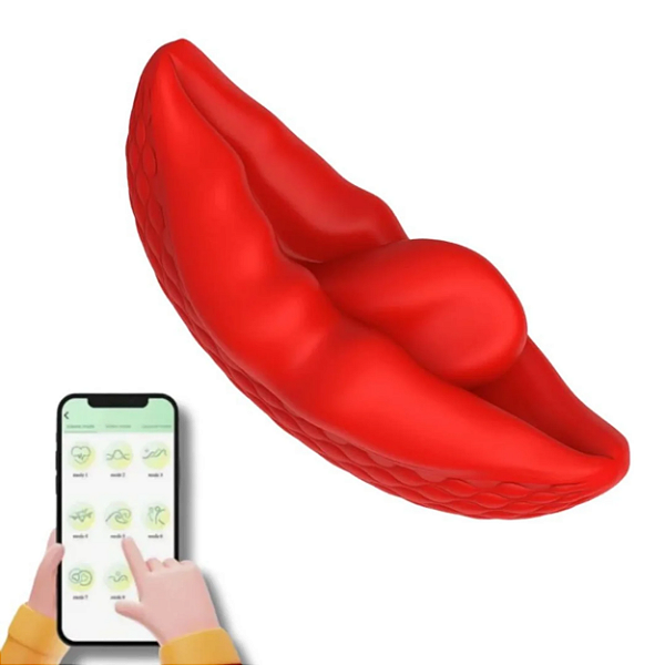 VIBRADOR DE CALCINHA EM FORMATO DE BOCA 09 MODOS DE VIBRAÇÕES CONTROLE POR APLICATIVO