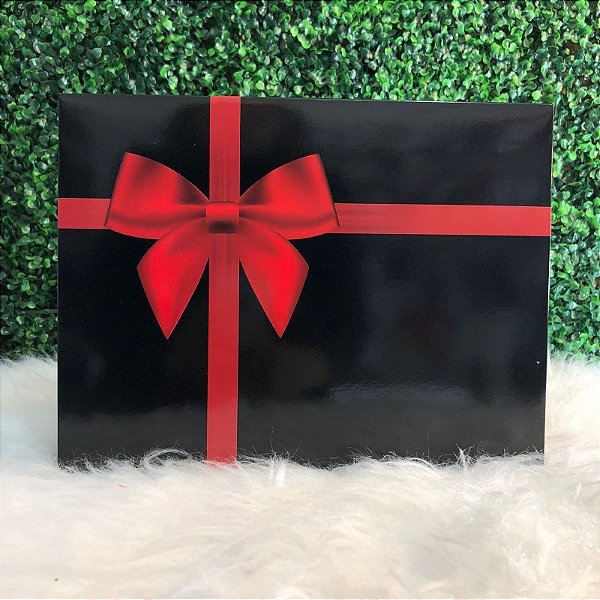 CAIXA PARA PRESENTE CLASSICA LAÇO VERMELHO