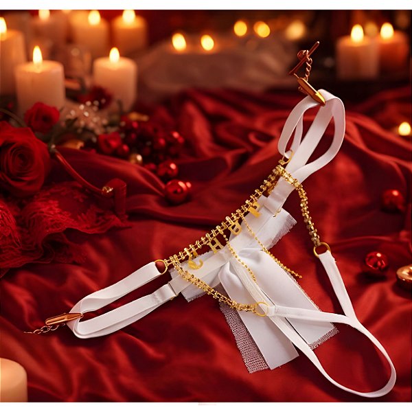 CALCINHA FIO DO AMOR COM FRASE EM DOURADO