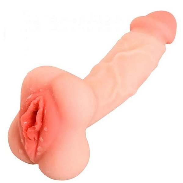 MASTURBADOR COM FORMATO DE VAGINA E PÊNIS COM VEIA E GLANDE