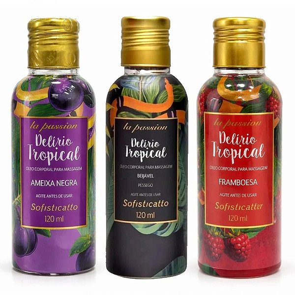 ÓLEO DE MASSAGEM BEIJÁVEL VIBRANTE DELÍRIO TROPICAL 120ML SOFISTICATTO