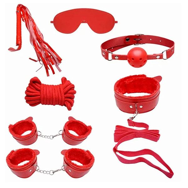 KIT SADO ERÓTICO BONDAGE 3 VERMELHO SEXY IMPORT