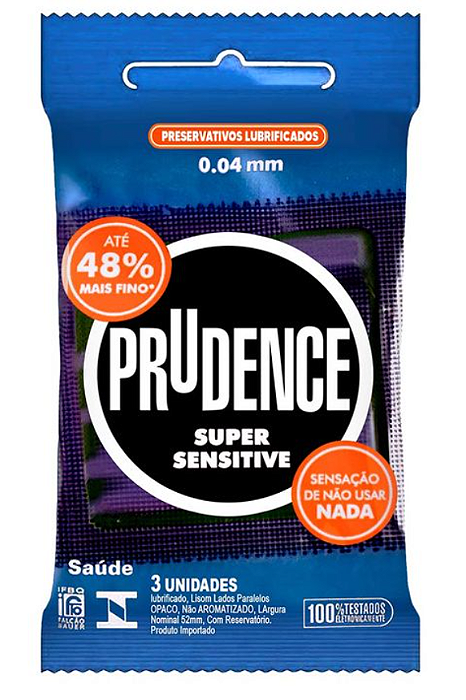 PRESERVATIVO CAMISINHA SUPER SENSITIVE COM 3 UNIDADES PRUDENCE