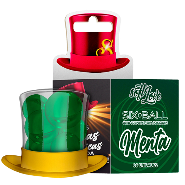 BOLINHA MENTA SIX BALL COM 06 UNIDADES BEIJÁVEL LUBRIFICANTE
