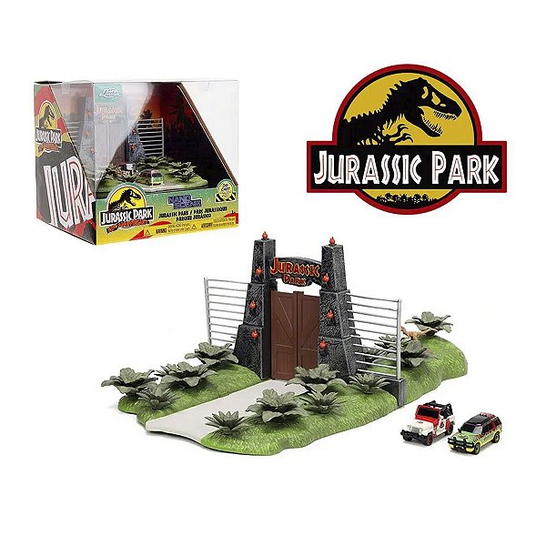 Diorama Jada Nano Jurassic Park c/ 2 veículos