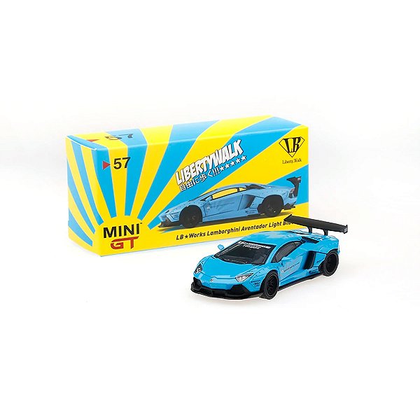 **LEIA Miniatura Mini GT 1:64 Lamborghini Aventador Light Blue #57
