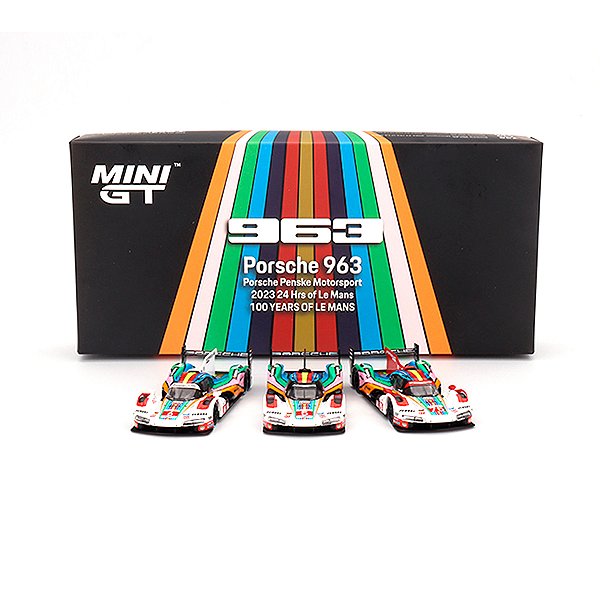 Set c/ 3 Mini GT 1:64 Porsche 963 Penske Motorsport 23 Le Mans