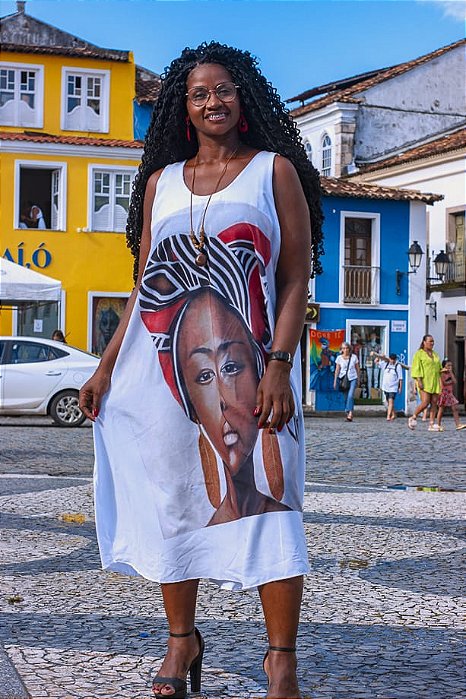 vestido afro power big algodão e micro fibra