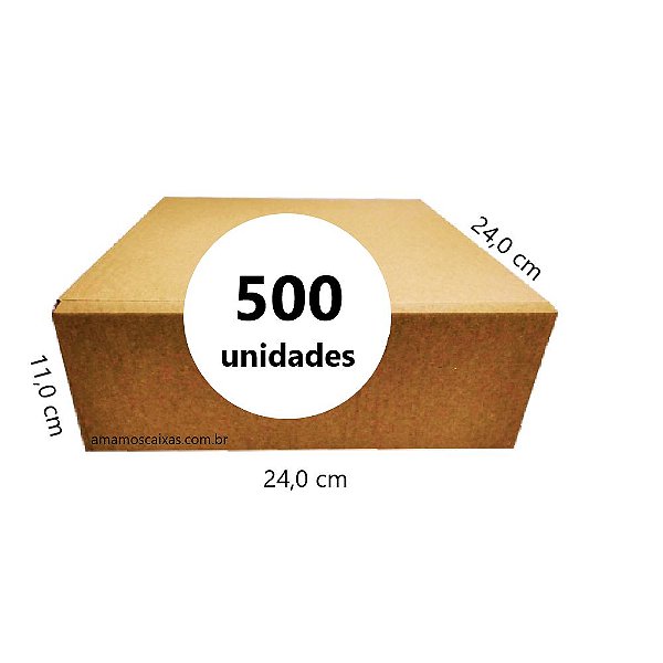 Caixa de Papelão - C:24,0cm L:24,0cm A:11,0cm – Onda Simples - Pacote com 500 Unidades