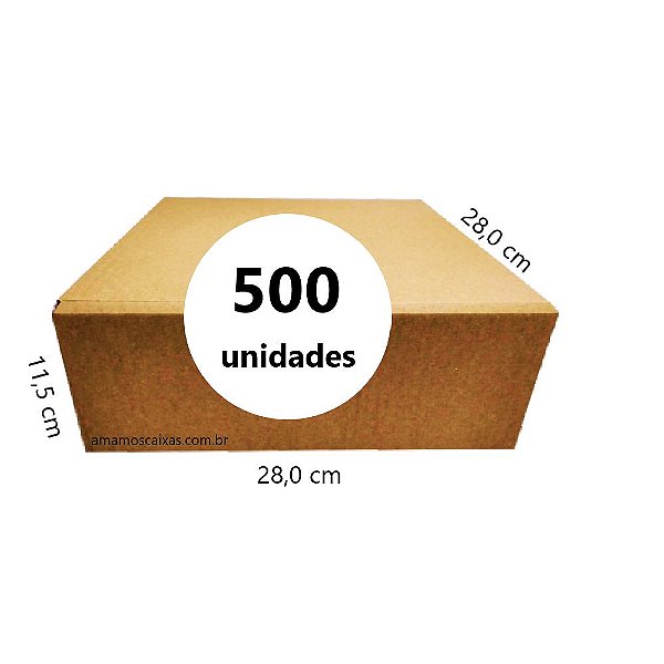 Caixa de Papelão - C:28,0cm L:28,0cm A:11,5cm – Onda Simples - Pacote com 500 Unidades