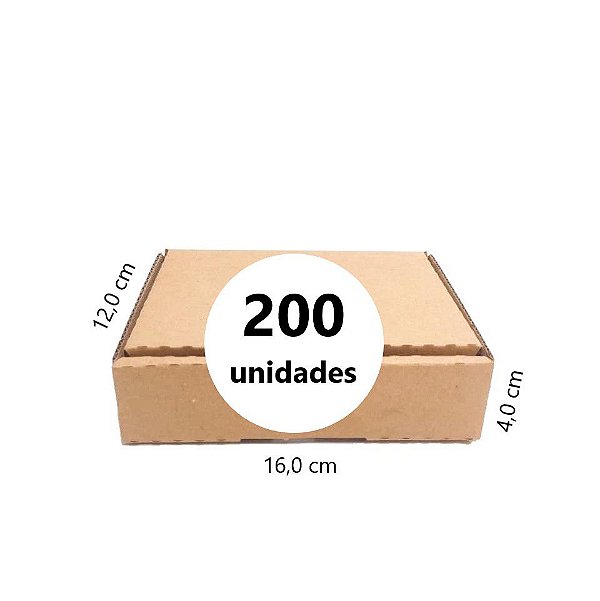 Caixa de Papelão para envio Correio Mini C:16,0 x L:12,0 x A:4,0 cm - Parda - Pacote com 200 Unidades