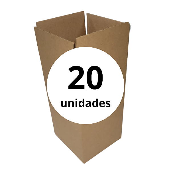 Caixa de Papelão Parda para 4 Garrafas de Vinho Reforçada - C: 20,0cm L: 20,0cm A: 36,5cm - Pacote com 20 Unidades
