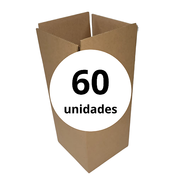 Caixa de Papelão Parda para 4 Garrafas de Vinho Reforçada - C: 20,0cm L: 20,0cm A: 36,5cm - Pacote com 60 Unidades