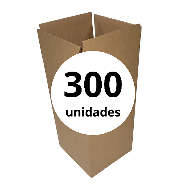 Caixa de Papelão Parda para 4 Garrafas de Vinho Reforçada - C: 20,0cm L: 20,0cm A: 36,5cm - Pacote com 300 Unidades