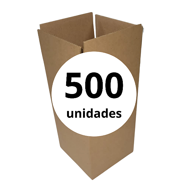 Caixa de Papelão Parda para 4 Garrafas de Vinho Reforçada - C: 20,0cm L: 20,0cm A: 36,5cm - Pacote com 500 Unidades