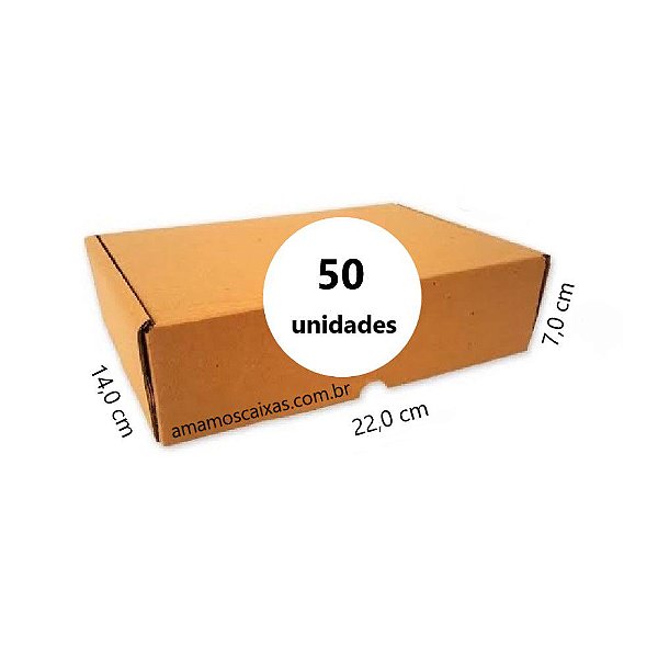 Caixa de Papelão para envio Correio S-01 C:22 x L:14 x A:7,0 cm - Parda - Pacote com 50 Unidades