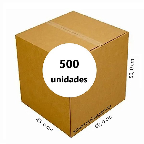Caixa de Papelão Tipo Normal Reforçadas C:60,0cm L:45,0cm A:50,0cm – Onda Dupla - Pacote com 500 Unidades