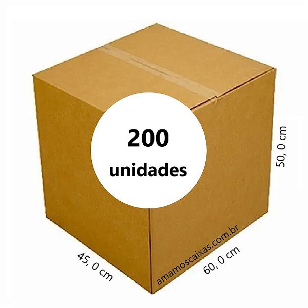 Caixa de Papelão Tipo Normal Reforçadas C:60,0cm L:45,0cm A:50,0cm – Onda Dupla - Pacote com 200 Unidades